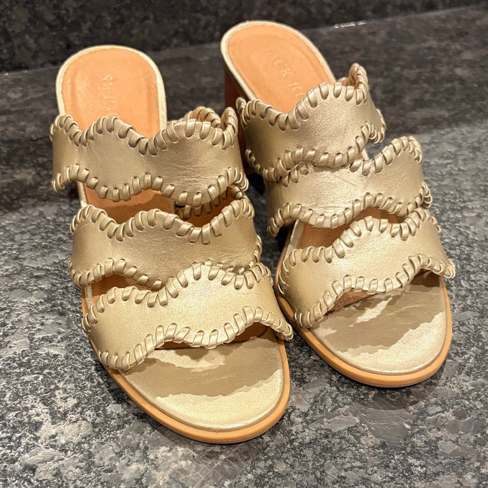 Jack Rogers Block Heels in Platinum